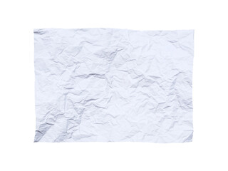 Crumpled white poster paper texture isolated on transparent
