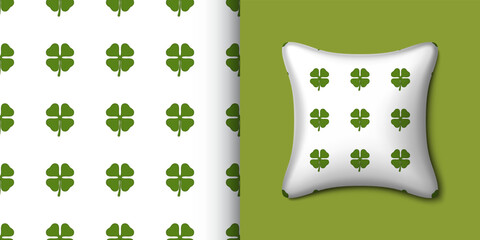 Clover seamless pattern with pillow. Vector illustration