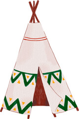 Watercolor handdrawn tribal boho teepee indian elements © marialetta