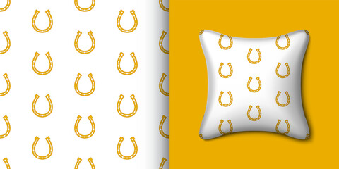 Horseshoe seamless pattern with pillow. Vector illustration