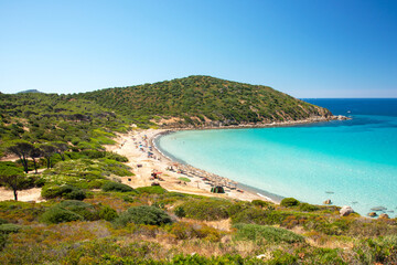 Beautiful paradise beach with turquoise sea - Sardinia Mari Pintau beach - Cagliari

