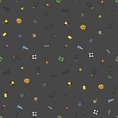 Seamless sport pattern. Doodle vector with sport icons. Vintage sport background