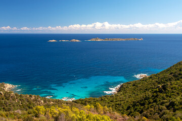 Serpentara island seen from the south east coast of Sardinia