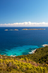 Fototapeta na wymiar Serpentara island seen from the south east coast of Sardinia