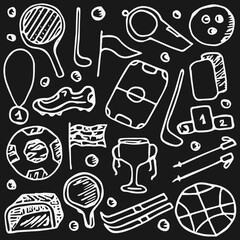Sports icons. Doodle vector with sport icons. Sport background