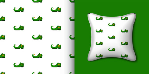 Leprechaun boot seamless pattern with pillow. Vector illustration