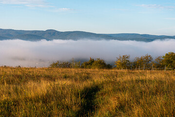 Morning mist in Zebegény during September 
