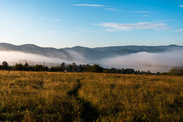 Morning mist in Zebegény during September 