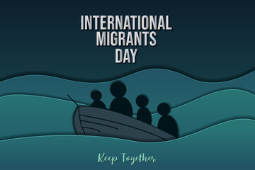international migrants day paper cut postcard