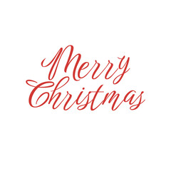 merry christmas red hand lettering inscription to winter holiday design, calligraphy vector illustration