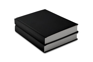 Black open and closed book mockup, stack of books isolated on white background. Realistic 3D rendering, perfect for publishing, branding, and product presentation.