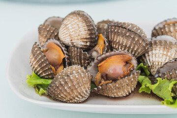 Seafood, Boiled cockle on dish