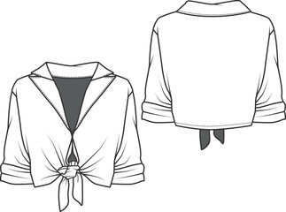 illustration of a shirt,women top, crop, front tie