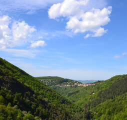 Obraz premium View of a small village from the hill
