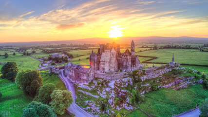 The Rock of Cashel, one of Ireland’s top attractions, group of Medieval buildings set on...