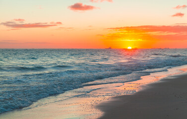 Fototapeta na wymiar Colorful sunrise over Atlantic ocean. Dominican republic