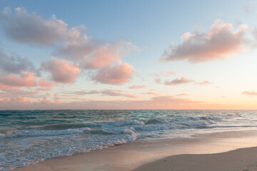 Fototapeta na wymiar Coastal Dominican landscape with an empty sandy beach