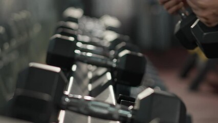 Close up hands of Active fitness trainer males exercise at fitness gym