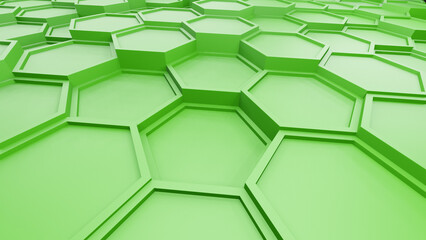 Obraz na płótnie Canvas Hexagonal background with green hexagons, abstract futuristic geometric backdrop or wallpaper with copy space for text
