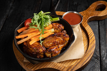 grilled chicken with potatoes and vegetables