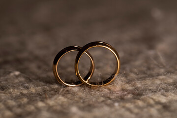 wedding rings on the table