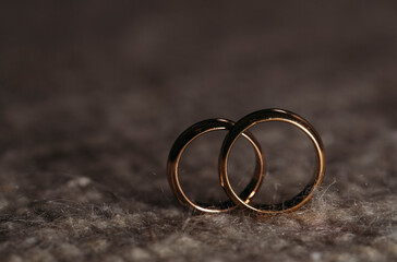 wedding rings on the table