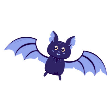 Cartoon bat on a blue, halloween