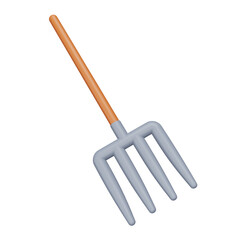 Pitchfork 3d rendering isometric icon.