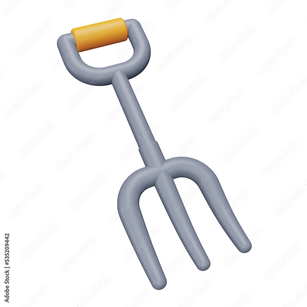 Aufkleber pitchfork 3d rendering isometric icon.
