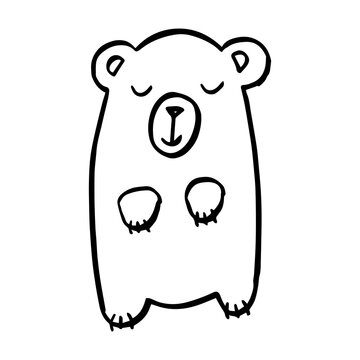 Simple cute baby white bear illustration. Cartoon childish bear illustration for nursery t-shirt, kids apparel, invitation, simple child design, wall art design.