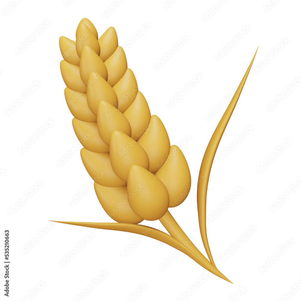 Poster wheat 3d rendering isometric icon.