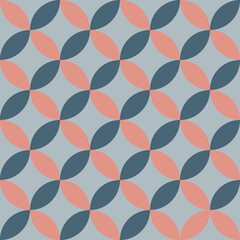 Using highlands-colored shade that composed of pink, grey and green to create geometric vector illustration of abstract seamless pattern for using as a wallpaper background.