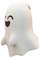 Happy cute ghost isolated object for Halloween party concept in 3D cartoon illustration