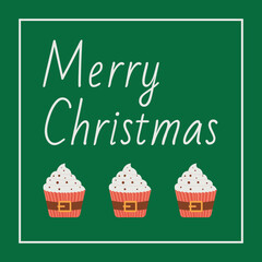 Christmas square postcard. Trendy flat style. Vector design element.