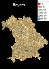 Deutschlandkarte Einwohnerzahl nach Postleitzahl Karte von Bundesland Bayern