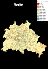 Deutschlandkarte Einwohnerzahl nach Postleitzahl Karte von Bundesland Berlin 
