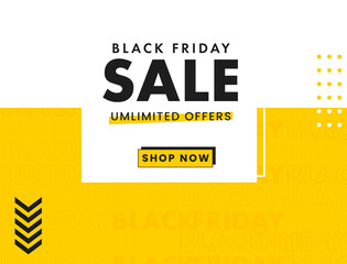 Black Friday Sale Poster Or Template Design In Yellow And White Color.