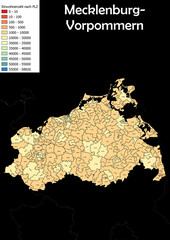 Deutschlandkarte Einwohnerzahl nach Postleitzahl Karte von Bundesland Mecklenburg-Vorpommern