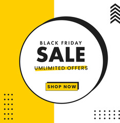 Black Friday Sale Poster Or Template Design In Yellow And White Color.