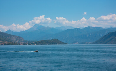 Beautiful nature of lake Como, Italy in summer, famous tourism destination