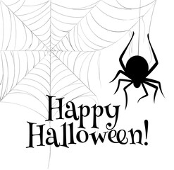 Vector hand drawn illustration of spider web with doodle style isolated on white background. Happy halloween greeting card. Design for Halloween, seasonal design, textile or greeting card.