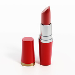 Red lipstick isolated on white background. 3D illustration