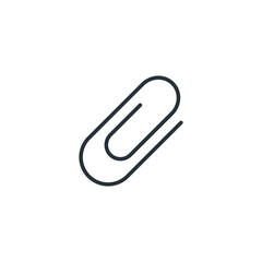 Black isolated icon of paper clip on white background. Silhouette of paper clip. Flat design.