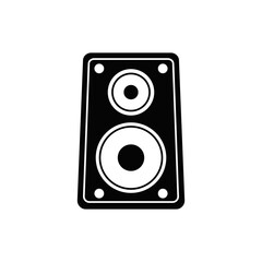 Sound speaker icon in black flat glyph, filled style isolated on white background