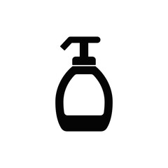 Liquid hand soap icon in black flat glyph, filled style isolated on white background