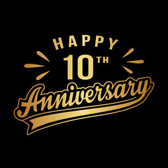 Happy 10th Anniversary. 10 years anniversary design. Vector and illustration.