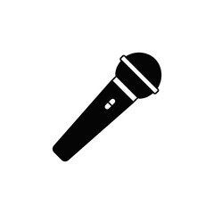 Karaoke, microphone icon in black flat glyph, filled style isolated on white background