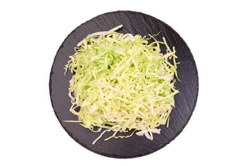 Chopped cabbage, isolated on white background.