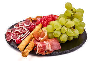 Party platter, cheese board, isolated on white background. High resolution image.