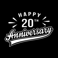 Happy 20th Anniversary. 20 years anniversary design. Vector and illustration.